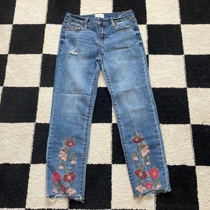 Celebrity Pink Ankle Straight Embroidered Jeans